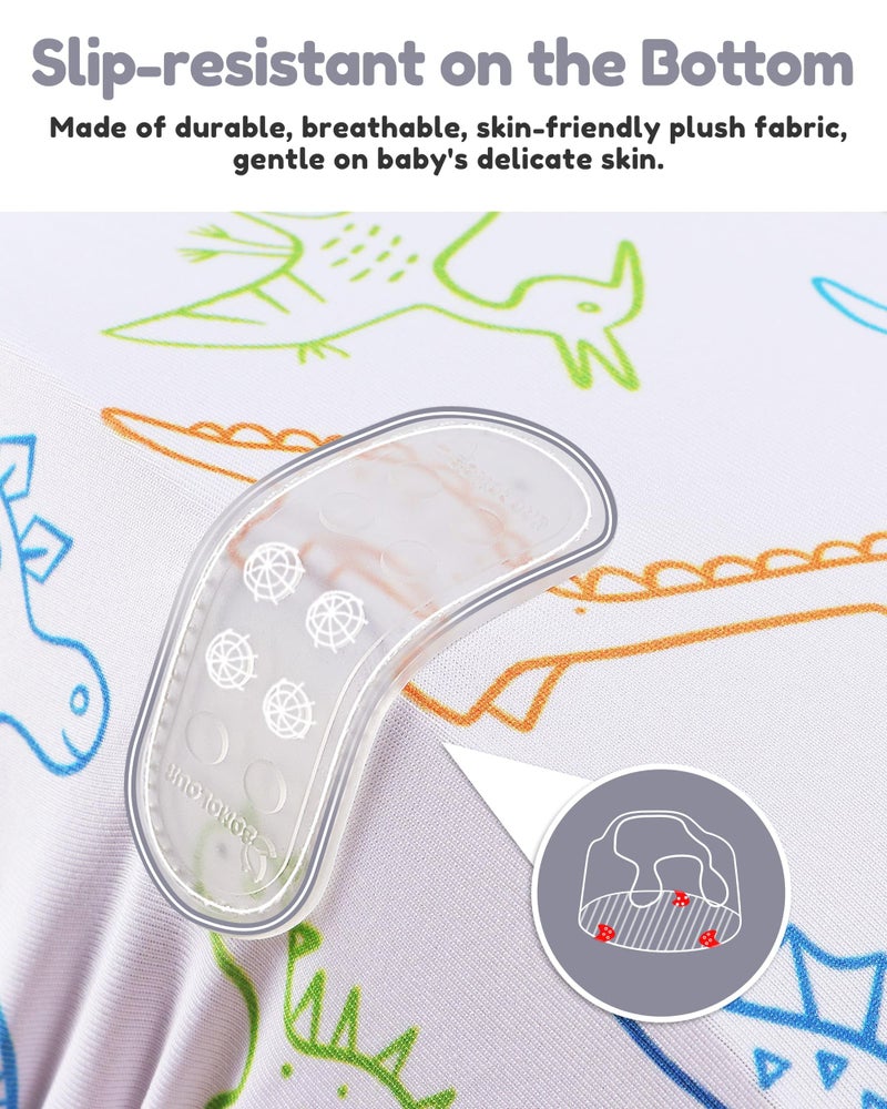 BOMOLOUR Seat Cover Compatible with Bumbo and Nuby Seat, Removable Breathable Baby Floor Seat Cover for Boys and Girls, Seat Not Included (Gray Dinosaur) - Image 4