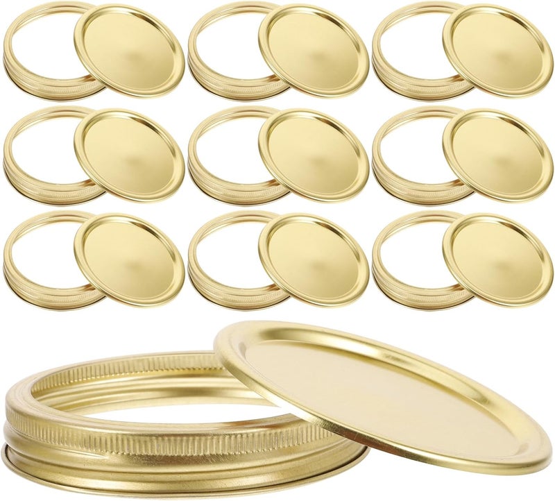 MAGICLULU Mason Jar Wide Mouth Replacement Lids 86mm Tinplate Metal Covers Leakproof Sealed Storage Caps for Canning Jars Kitchen Pantry Set of 24 (Rings + Lids) - Image 1