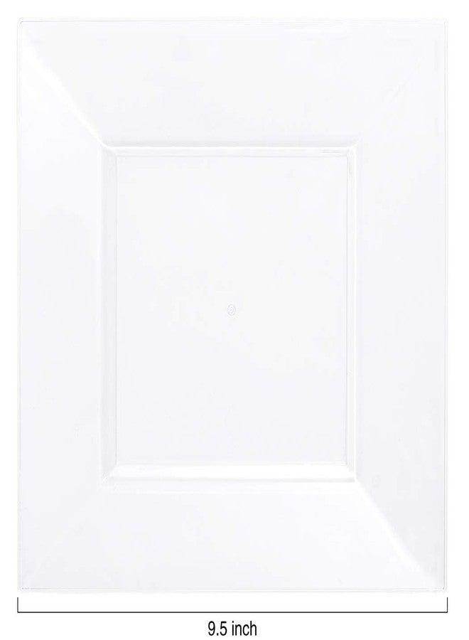 WDF 60PCS Clear Plastic Plates-9.5inch Square Disposable Plates - Premium Square Plastic Dinner Plates-Clear Dinner Plates Perfect for Wedding & Parties - Image 2