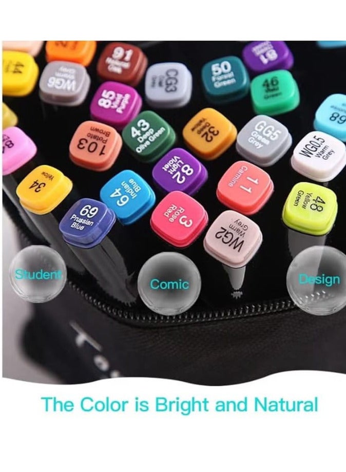 Gelante Permanent Art Markers Set, 60 Colors for Graphic Drawing, Dual Tips for Graffiti Design, Adult Coloring, Shading, Multi-Color Chisel Swift. - Image 2