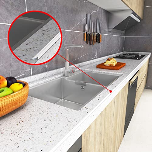 KLYWUN 39-inch Shower Threshold Water Dam, Keep Water In Shower or Countertop Dry, Apply Toapply To Countertop, Shower, Bathroom, Bathtub Self Adhesive Caulk Seal Strip Edge （White） - Image 3