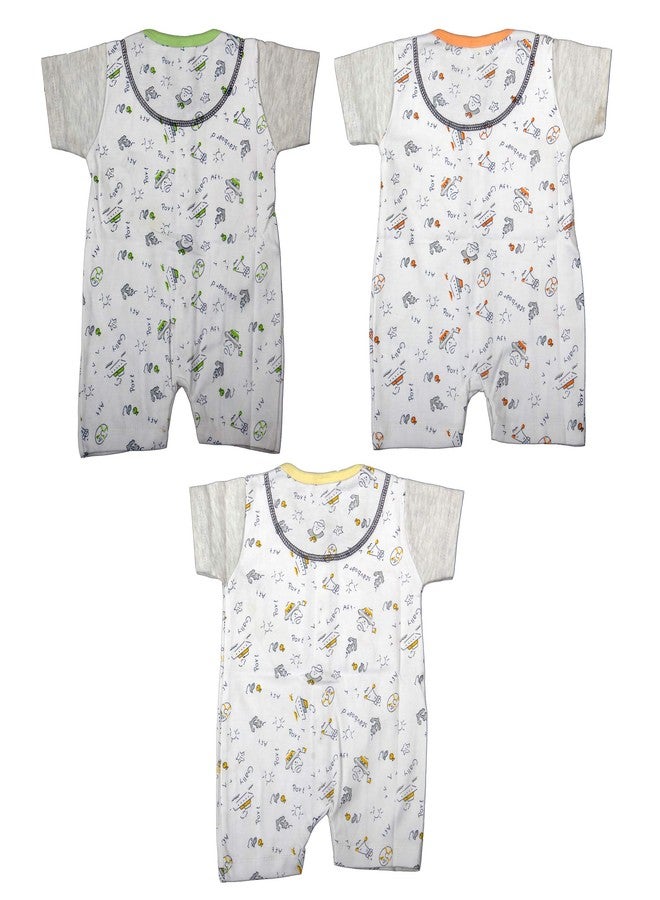favism Pure Ultra Soft Cotton New Born Baby Rompers Pack of 3 pcs, Yellow, Orange, Green, Size 9-12 Months, Unisex - Image 2