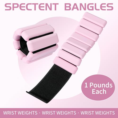 Spectent Ankle Wrist Weights for Women Adjustable Silicone Wrist Ankle Weights Wearable ArmLeg Set for Pilates Yoga Walking Strength Training 1lbs Pair Pink - Image 3