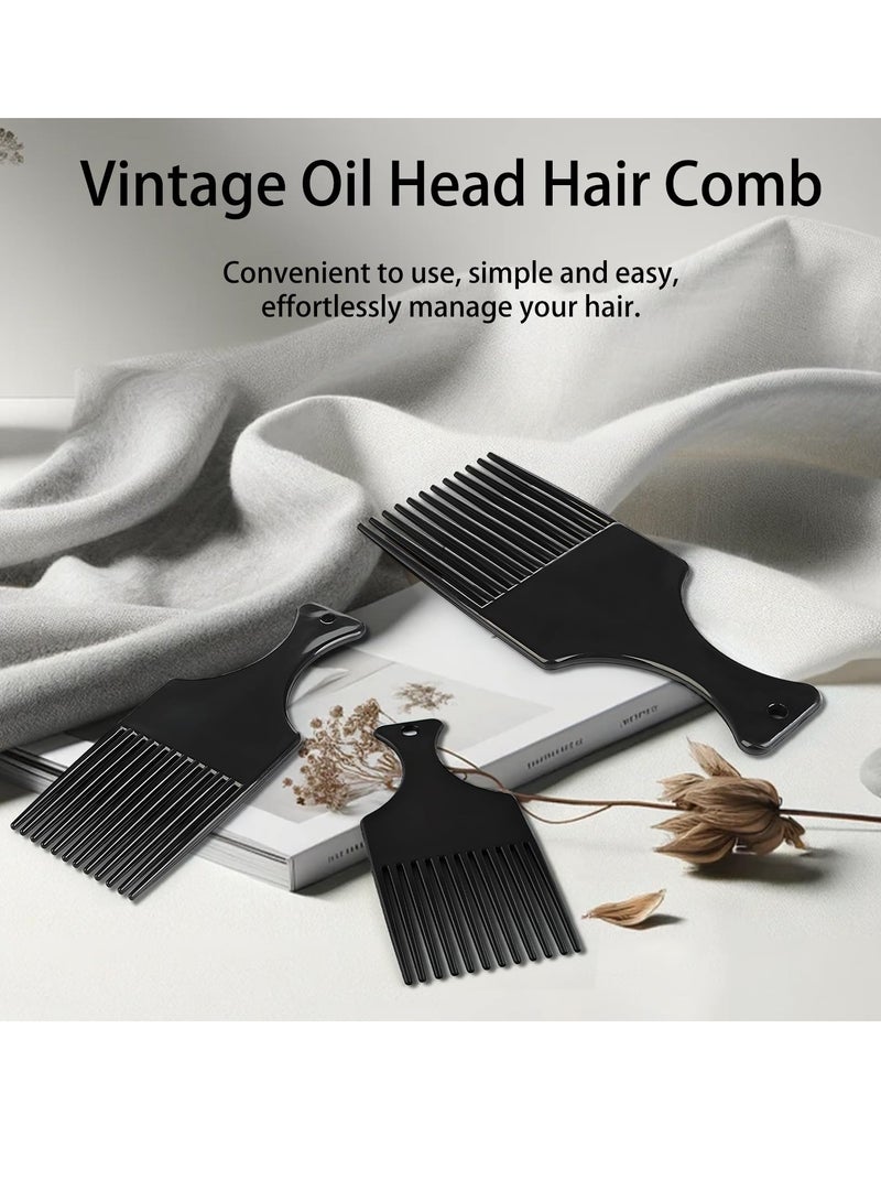 3 Pack Plastic Afro Pick Lift Hair Comb, Wide-Tooth Detangling Styling Comb, Ideal for Wigs, Curly & Thick Hair, Barber & Hairdresser Tool (Black) - Image 2