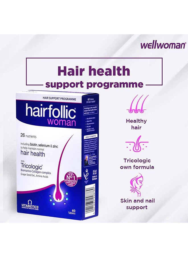 Vitabiotics Wellwoman Hairfollic Tablets 60's - Image 2