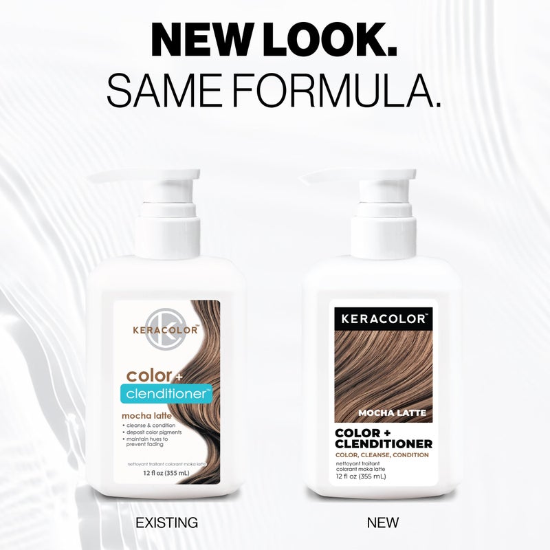 Keracolor Color + Clenditioner 3-in-1 Color-Depositing Conditioner, Gently Cleanses & Conditions, Semi-Permanent Mocha Latte Hair Color, 12 Fl Oz - Image 2