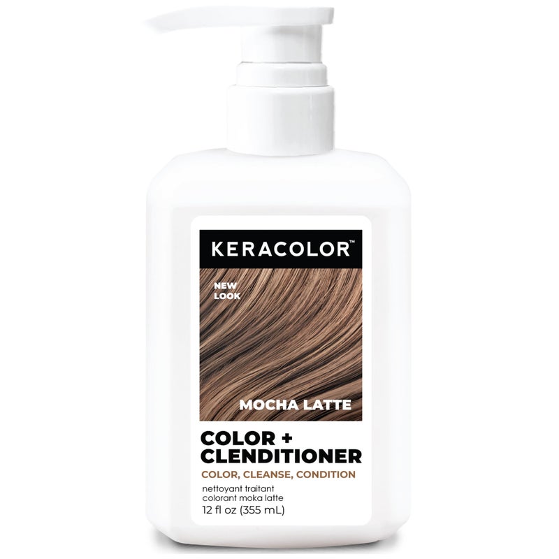 Keracolor Color + Clenditioner 3-in-1 Color-Depositing Conditioner, Gently Cleanses & Conditions, Semi-Permanent Mocha Latte Hair Color, 12 Fl Oz - Image 1