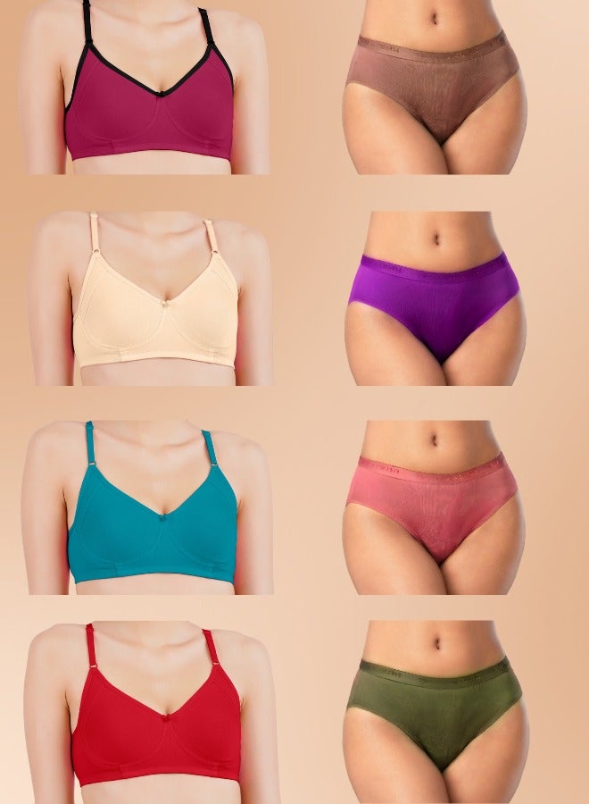 بريدا حمالة صدر نسائية من Brida مصنوعة من القطن بتغطية كاملة غير مبطنة مع سروال داخلي سادة - Celebra Mold & Bella (قد تختلف الألوان والطباعة) - Image 1