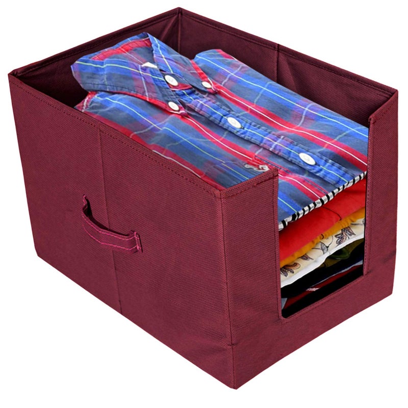 Kuber Industries Non Woven Shirt StackerShirt Organizer Wardrobe Organizer MaroonKUBMART2873 - Image 1
