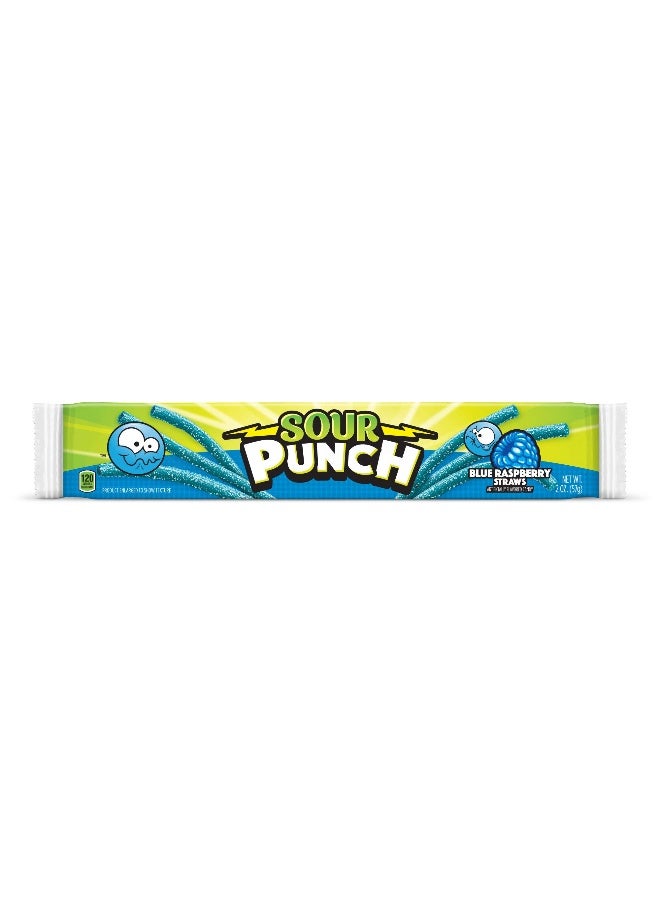 Sour Punch Straws Sweet  Sour Flavored Soft Chewy Candy Tray Blue Raspberry 48 Oz - Image 2