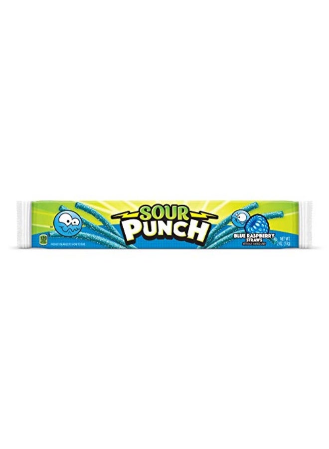 Sour Punch Straws Sweet  Sour Flavored Soft Chewy Candy Tray Blue Raspberry 48 Oz - Image 1