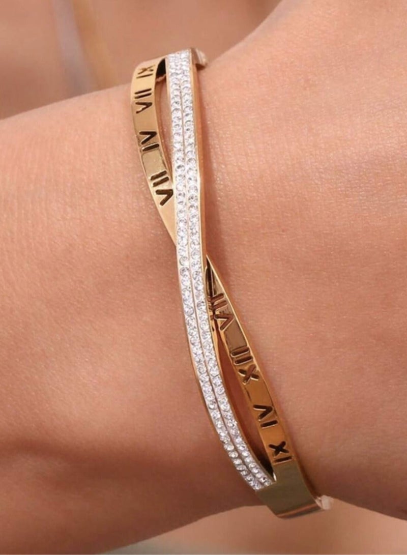 YUCCA Wireless Cross Roman Numeral Letter Bracelet for Women - Special Gift and Occasions - Image 1