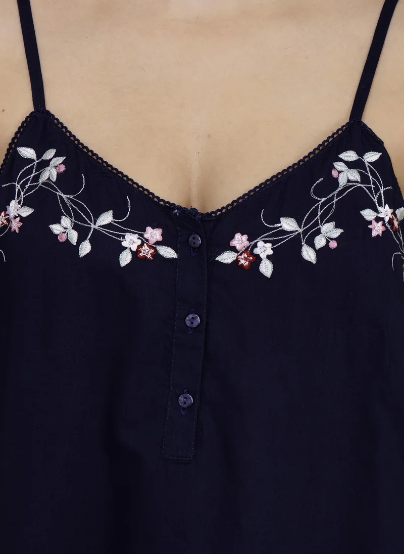 After Dark Naima, Embroidered Cotton Slip and Robe