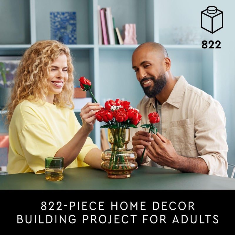 LEGO مجموعة LEGO Icons باقة من الورود زهور صناعية لديكور المنزل هدية لها أو له في الذكرى السنوية أو أي يوم خاص استرخِ مع نموذج بناء وعرض فريد من مجموعة النباتات 10328 - Image 2