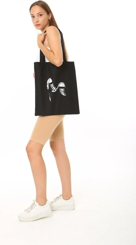Baghashtag Converse Printed Black Cloth Bag
