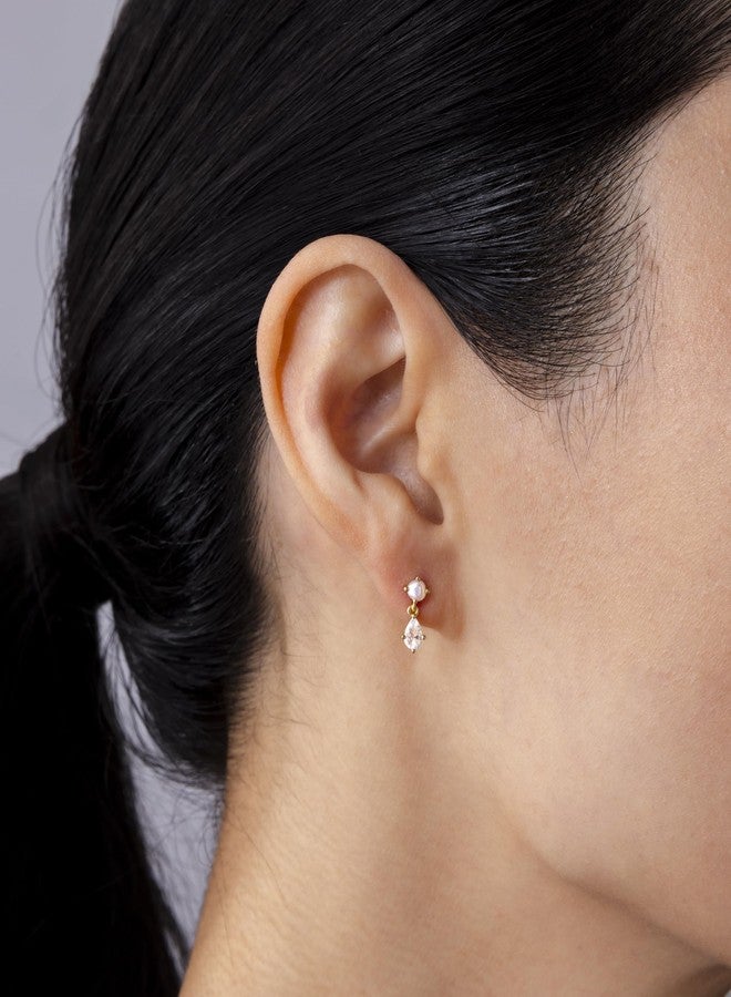 PAVOI أقراط دائرية صغيرة معلقة من الفضة الإسترلينية 925 مطلية بالذهب الأصفر عيار 14K للنساء | أقراط غضروف رقيقة | مجوهرات ثقب الحلزوني | أقراط صغيرة معلقة من أحجار الزركون المقلوبة - Image 2