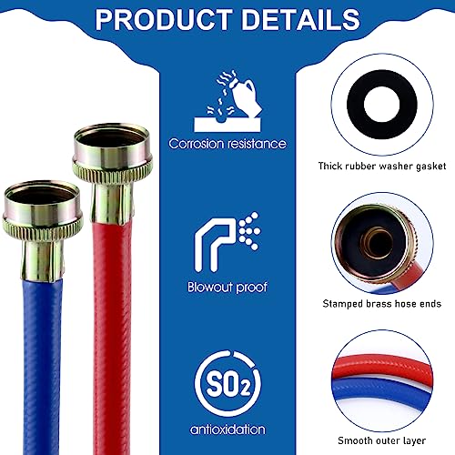 MIFLUS 6FT Washer Water Line/Rubber Washing Machine Hoses 6FT,Universal Washing Machine Hose/Washer Water Line for Hot and Cold Water Washer Hoses (2 Packs) with 3/4" Connection Water Supply Lines-by MIFLUS - Image 3