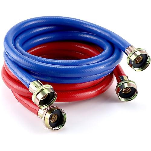 MIFLUS 6FT Washer Water Line/Rubber Washing Machine Hoses 6FT,Universal Washing Machine Hose/Washer Water Line for Hot and Cold Water Washer Hoses (2 Packs) with 3/4" Connection Water Supply Lines-by MIFLUS - Image 1