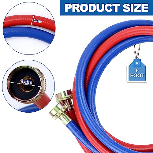 MIFLUS 6FT Washer Water Line/Rubber Washing Machine Hoses 6FT,Universal Washing Machine Hose/Washer Water Line for Hot and Cold Water Washer Hoses (2 Packs) with 3/4" Connection Water Supply Lines-by MIFLUS - Image 2