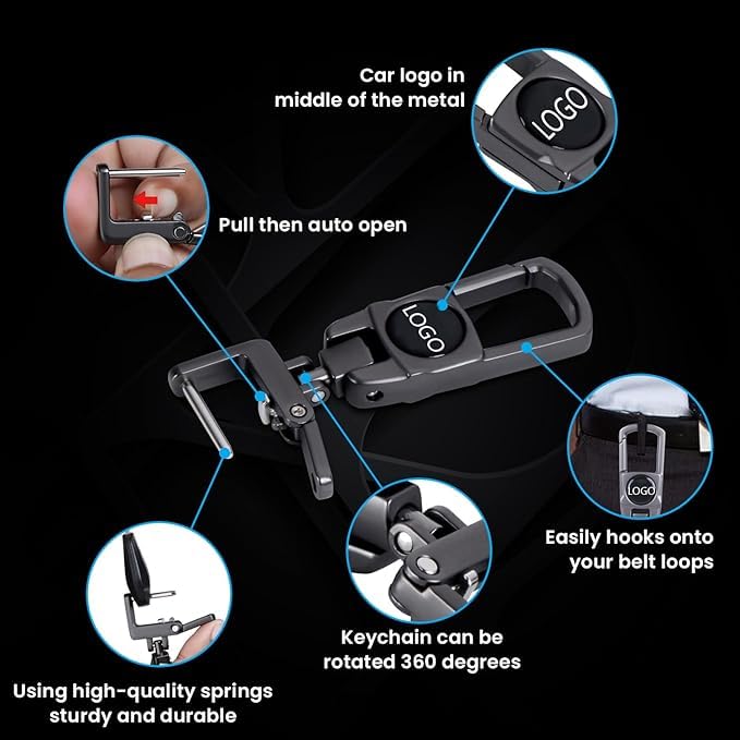 Styzere Heavy Duty Stainless Steel Key Chain Compatible with Kia Seltos Sonet Carens, Black - Image 5