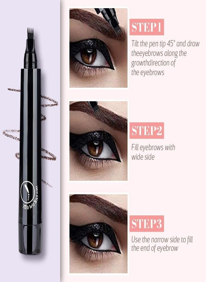 ZEYFLEEB Eyebrow Pencil Black, 4 Point Browfill Eyebrow Pencil Black Waterproof & Smudge-proof, Natural & Long-lasting Finish, Easy to use, Cruelty-free - Image 3