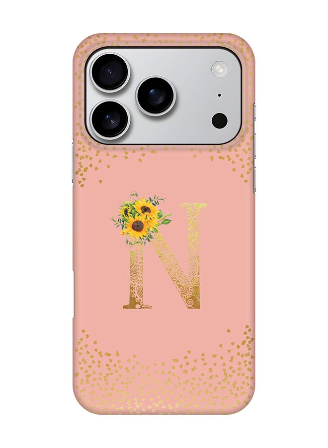 Stylizedd For iPhone 17 Pro,Case, [Compatible with MagSafe] Magnetic cover Slim fit Protection Matte, - Custom Floral Monogram - N  (Rose Pink )