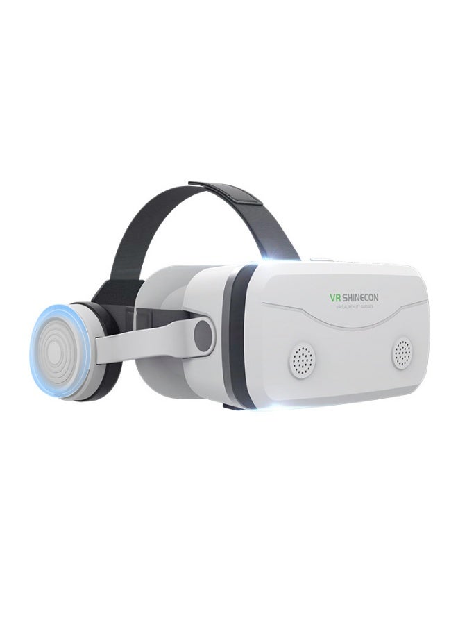 VR SHINECON G15E VR Glasses IMAX 3D Movies Virtual Reality VR Glasses Google Cardboard Box VR Helmet for 4.7-7 Phone, Support Game Joystick (White) - Image 1
