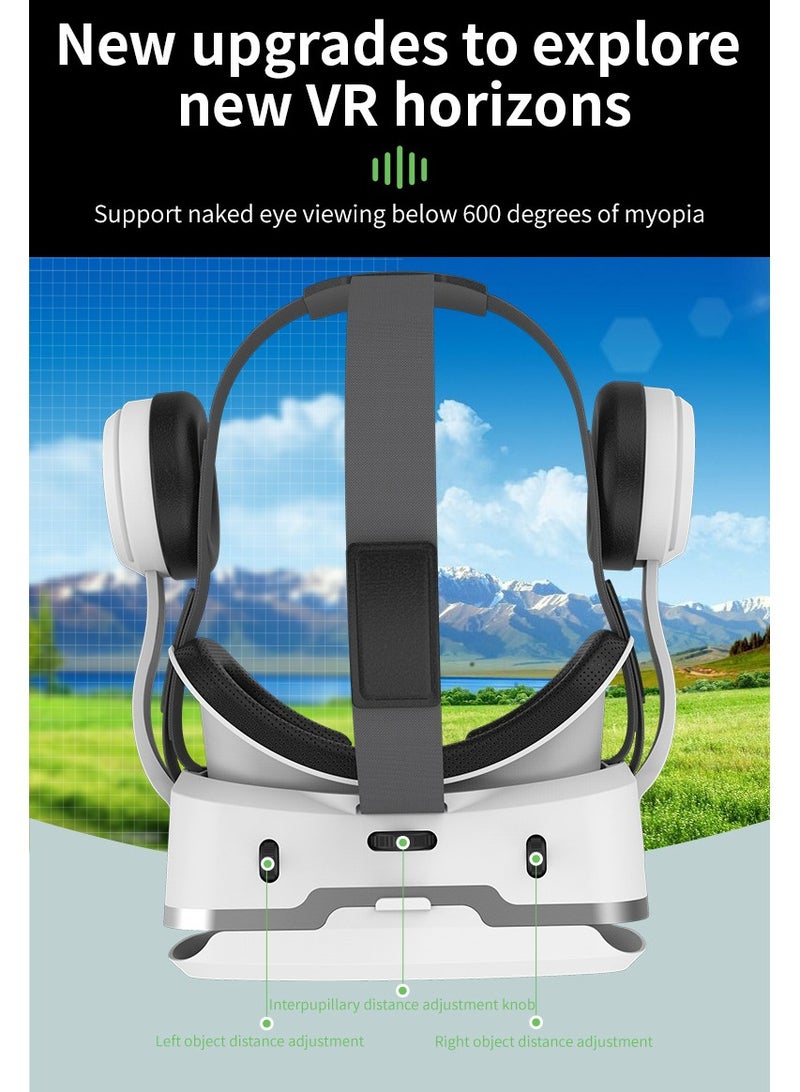 VR SHINECON G15E VR Glasses IMAX 3D Movies Virtual Reality VR Glasses Google Cardboard Box VR Helmet for 4.7-7 Phone, Support Game Joystick (White) - Image 3