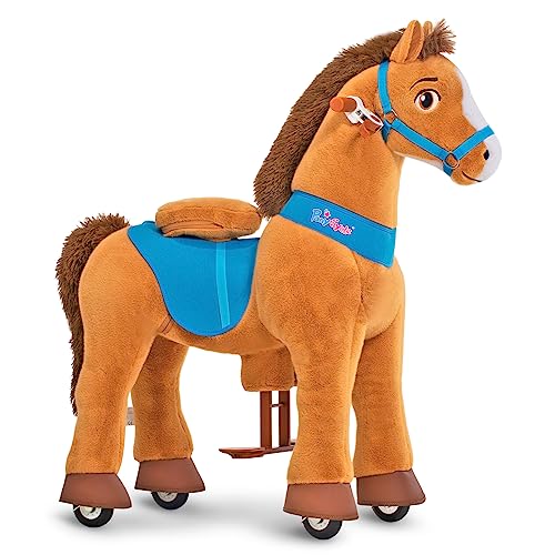 PonyCycle Kids Horse Ride on Toys Plush Interactive Riding Horse Essential Model E for Toddlers 34 Walking Rocking Horse No Electricity Giddy up Riding Gifts Toys Brown E337 - Image 1