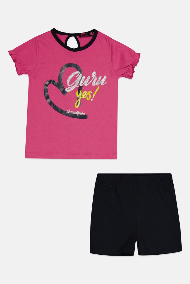 Guru 99 Toddlers Girl 2 Pieces Graphic Print Top And Bottom Set, Multicolor - Image 1