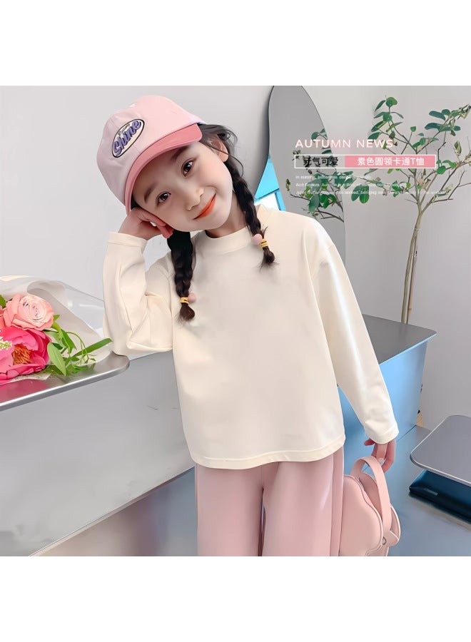 Girls' New Long-sleeve T-shirt, Pure Cotton, Autumn Princess Base Shirt, Fashionable Korean Style Versatile Trendy Top For Girls