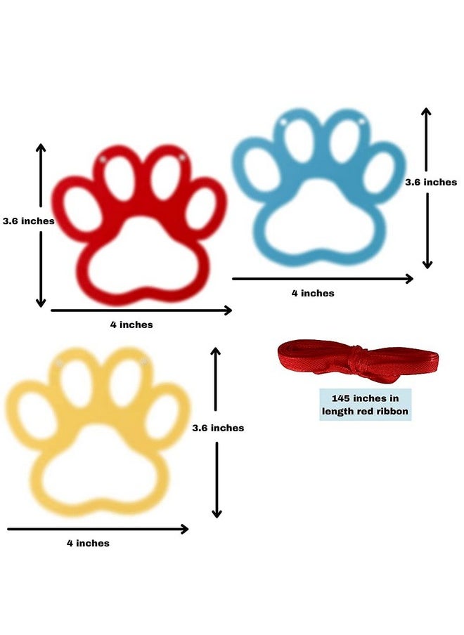 Pinfliers - Pinfliers Cartoon Birthday Decorations|Dog Birthday Decorations|Pet Puppy Paw ty Barkday Party Theme Paper Decoration Items|Paper Bunting, Pennants,Banner, 18 pieces, Red, Blue, Yellow,6 feet - Image 1