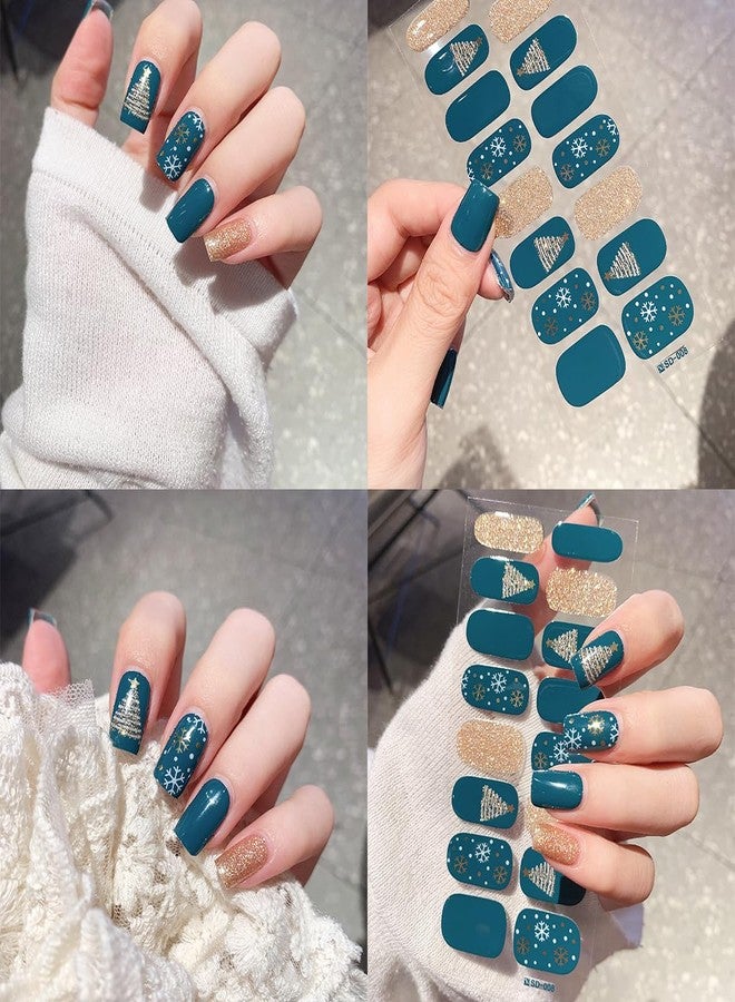 FDSQHSA 4sheets Christmas Nail Stickers for Nail Art Winter Snowman Gel Nail Stickers Self Adhesive Snowflake Gel Nail Strips Line Christmas Tree Elk Santa Claus Nail Wraps for Women Girl Holiday Nail Decor - Image 4