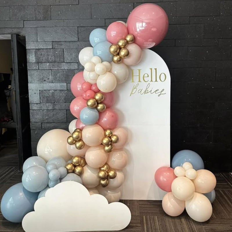 Froova Gender Reveal Balloons, 12 Inch Dusty Pink Blue White Sand and Gold Balloons for Boho Neutral Baby Shower Birthday Party Boy or Girl Gender Reveal Decorations - Image 4