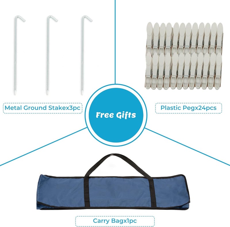 JS HANGER Drying Natural Clothes Airer Outdoor Portable 4-arm Aluminum Drying Rack w/Ground Stake, Carry Bag, 28-Lines with 65 ft. Umbrella Clothesline - Image 4