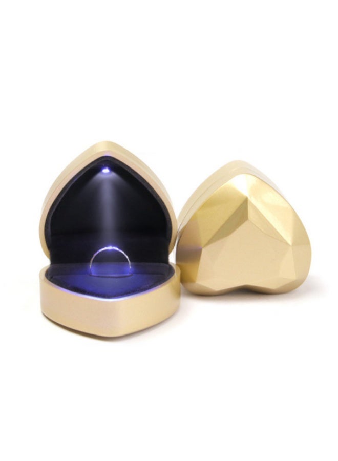 علبة خاتم على شكل قلب مع إضاءة LED، علبة مجوهرات مخملية، علبة مجوهرات مخملية، 2.8 بوصة علبة هدايا لطلب الزواج، الزفاف، الذكرى السنوية، أعياد الميلاد - Image 2