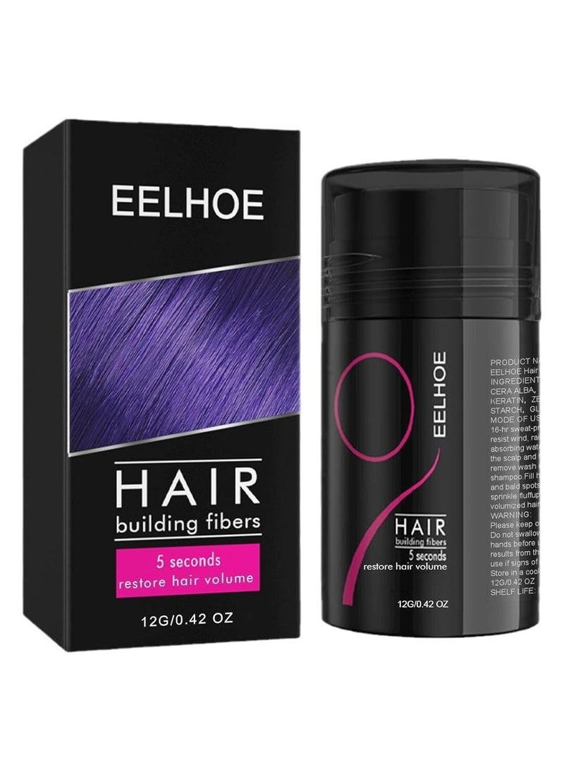 إيلهو ألياف بناء الشعر علاج فوري لتساقط الشعر، مسحوق ألياف الشعر للشعر الخفيف والبقع الصلعاء، مسحوق إخفاء الشعر للنساء والرجال 12 جرام (أسود) - Image 1