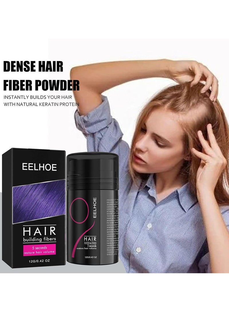 إيلهو ألياف بناء الشعر علاج فوري لتساقط الشعر، مسحوق ألياف الشعر للشعر الخفيف والبقع الصلعاء، مسحوق إخفاء الشعر للنساء والرجال 12 جرام (أسود) - Image 2