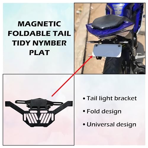 OBEROI'S TRADERS Premium Magnetic Foldable Tail Tidy Number Plate Holder for Universal for All Bikes - Image 3