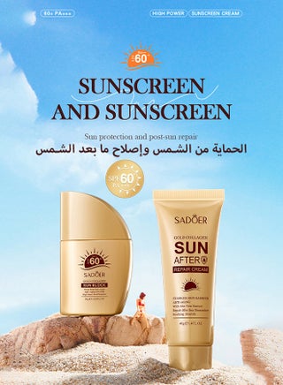 Water Proof Anti-sweat and Invisible Smooth Texture Sun Protection Kit Lotion, Anti-aging,Bright Skin,Nicotinamide Face & Body Sunscreen SPF 60+,UVA & UVB Protection,Hydrate Soothing,Lightweight & Fast-absorbing - view 2