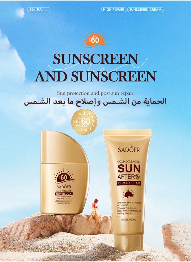 SADOER - Water Resistant and Non-Greasy Sunscreen Lotion With Broad Spectrum, Nicotinamide Face & Body Sunscreen SPF 60, UVA & UVB Protection, Whitening,Lightweight & Fast-absorbing,30g+40g - Image 1