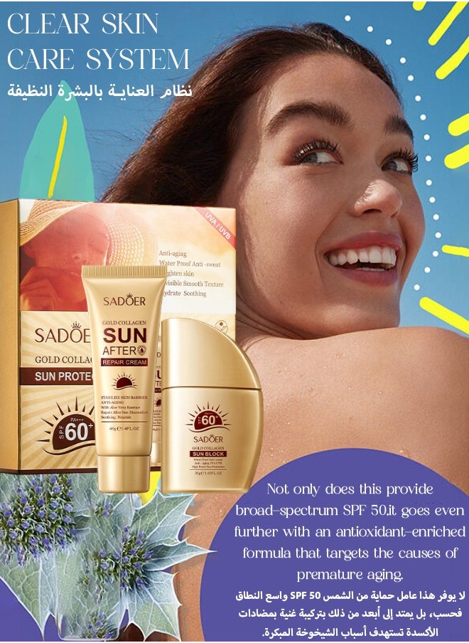 SADOER - Water Resistant and Non-Greasy Sunscreen Lotion With Broad Spectrum, Nicotinamide Face & Body Sunscreen SPF 60, UVA & UVB Protection, Whitening,Lightweight & Fast-absorbing,30g+40g - Image 1