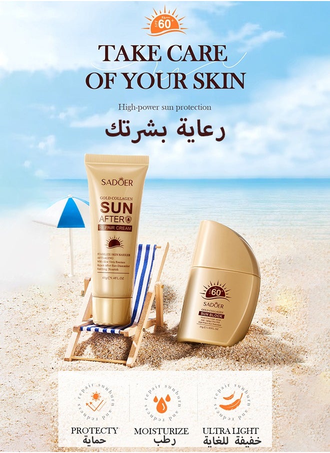 SADOER - Water Resistant and Non-Greasy Sunscreen Lotion With Broad Spectrum, Nicotinamide Face & Body Sunscreen SPF 60, UVA & UVB Protection, Whitening,Lightweight & Fast-absorbing,30g+40g - Image 1