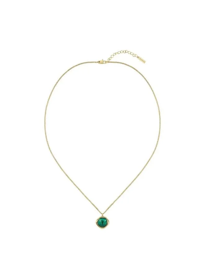 Pendant with Chain in Stainless Steel Embellished with Crystals