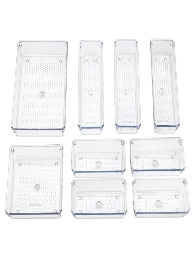 IDITRI EXPORT Clear Drawer Organizer Set of 9 | Transparent Multipurpose Storage Trays for Multi-Purpose Household, Used for Kitchen & Accessories. - Image 1