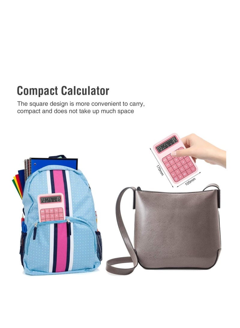Barakah Desktop Calculator, 12 Digit Large Battery LCD Display Office and Big Button for Daily Basic, Business, High School - Pink - Image 3