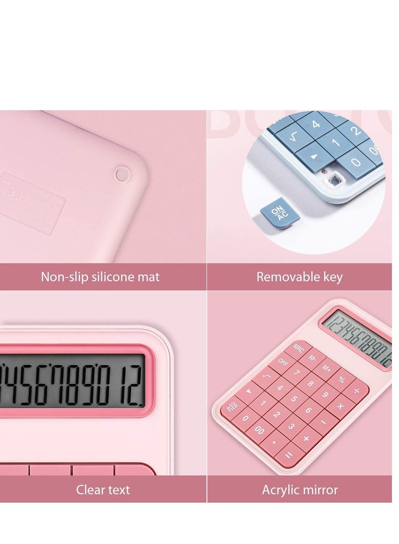 Barakah Desktop Calculator, 12 Digit Large Battery LCD Display Office and Big Button for Daily Basic, Business, High School - Pink - Image 4
