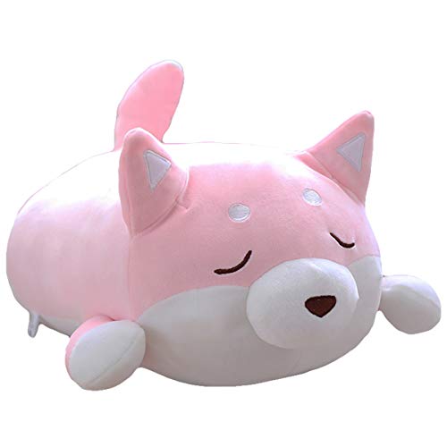 sofipal Shiba Inu Dog Plush Pillow Cute Soft Corgi Stuffed Animals Doll Toys Gifts for Valentine Christmas Birthday Bed Sofa Chair Pink Smiling Eye 213in - Image 1