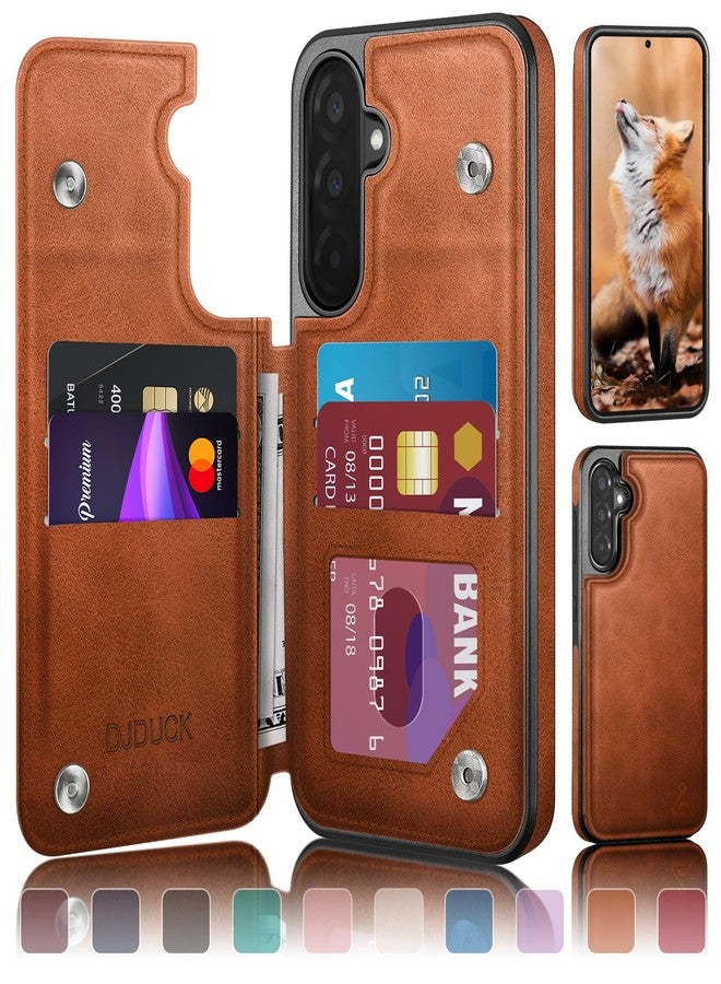 DJDUCK Designed for Samsung Galaxy A36 Case Wallet with Card Holder, [Magnetic Clasp Cover] [RFID Blocking Leather Protection] Shockproof Women Men Cases for Samsung A36 Light Brown - Image 1