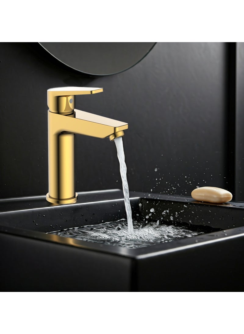 HESANIT HESANIT Logic Single Lever Basin Mixer With Pop-Up Waste Gold - 4001G  - Image 4